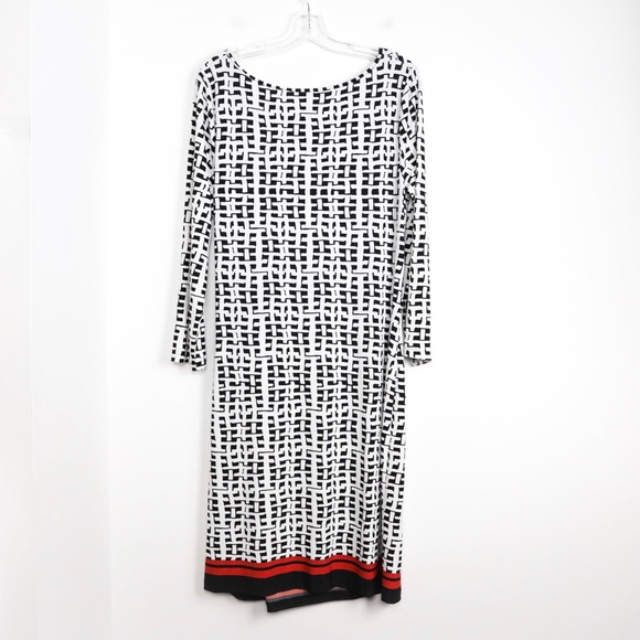 Anne Klein stretch side tie shift geometric print - Picture 2 of 9